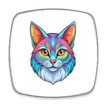 Somali Shorthair Chat Race Dessin animé Kawaii Animal P - Magnet carré - blanc - Devant