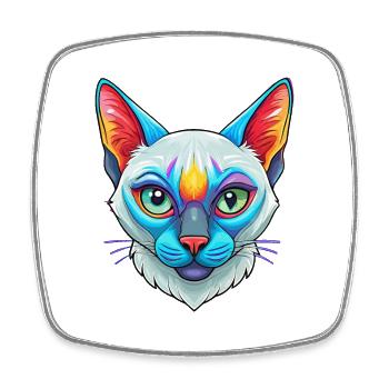 Tonkinese Katze Rasse Cartoon Kawaii Tier Haustier - Viereckiger Kühlschrankmagnet - Weiß - Vorne