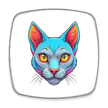 Russische Blaue Katze Rasse Karikatur Kawaii Tier Haustier - Viereckiger Kühlschrankmagnet - Weiß - Vorne