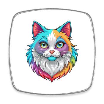Ragdoll Chat Race Dessin animé Kawaii Animal Pet - Magnet carré - blanc - Devant