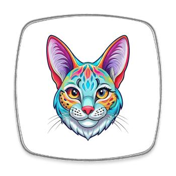 Savannah Cat Breed Cartoon Kawaii Animal Pet - Square fridge magnet - white - Front