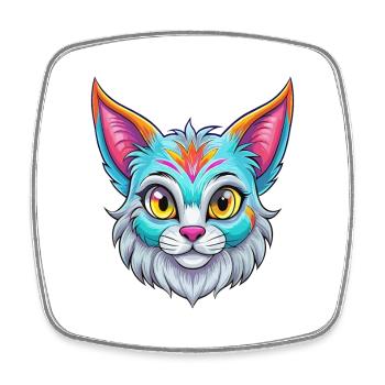 Pixie Bob Cat Breed Cartoon Kawaii Animal Pet - Square fridge magnet - white - Front