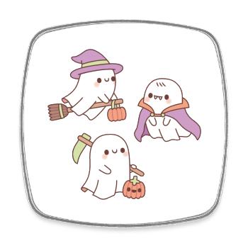 Fantômes mignons en tant que sorcière, faucheuse et vampire - Magnet carré - blanc - Devant