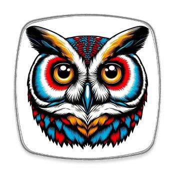 Owl - Square fridge magnet - white - Front