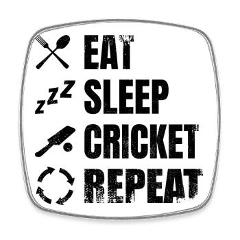Eat Sleep Cricket Repeat - Square fridge magnet - white - Front
