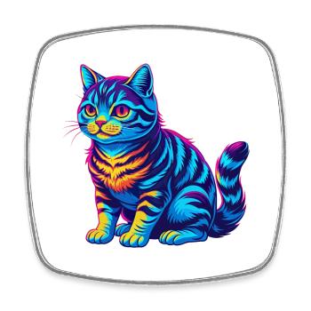 Race de chat American Shorthair dessin animé animal kawaii - Magnet carré - blanc - Devant