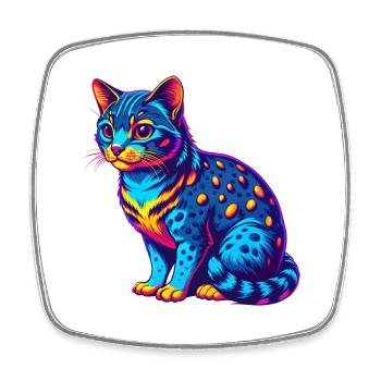 Australische gefleckte Nebelkatze Rasse Cartoon Kawaii A - Viereckiger Kühlschrankmagnet - Weiß - Vorne