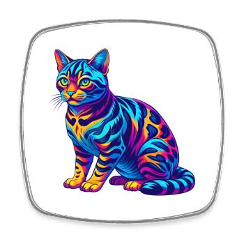 Chat du Bengale Race Dessin animé Kawaii Animal de compagnie - Magnet carré - blanc - Devant