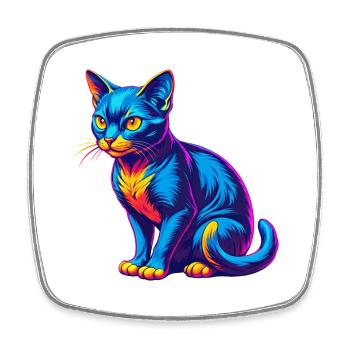 Chat mau arabe, race de chat, dessin animé, animal de compagnie kawaii - Magnet carré - blanc - Devant