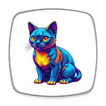 Burmesische Katze Rasse Karikatur Kawaii Tier Haustier - Viereckiger Kühlschrankmagnet - Weiß - Vorne