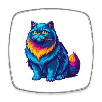 British Longhair Cat Breed Cartoon Kawaii Animal P - Square fridge magnet - white - Front