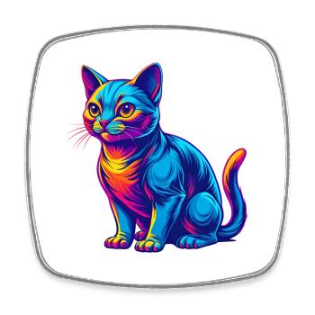 Burmilla Chat Race Dessin animé Kawaii Animal Pet - Magnet carré - blanc - Devant
