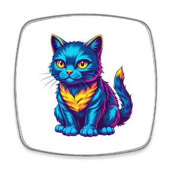 Chypre Chat Race Dessin Animé Kawaii Animal Pet - Magnet carré - blanc - Devant