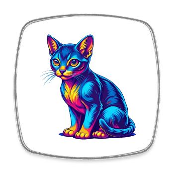 Abessinische Kurzhaarkatze Rasse Karikatur Kawaii Anim - Viereckiger Kühlschrankmagnet - Weiß - Vorne