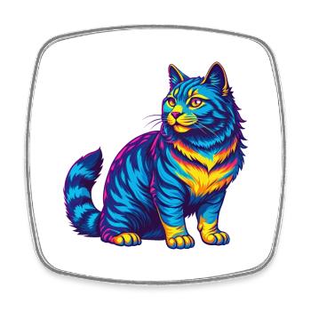Race de chat Bobtail américain Dessin animé Kawaii Animal P - Magnet carré - blanc - Devant