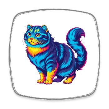 American Curl Katzenrasse Cartoon Kawaii Tier Haustier - Viereckiger Kühlschrankmagnet - Weiß - Vorne