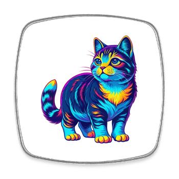 American Wirehair Cat Breed Cartoon Kawaii Animal - Square fridge magnet - white - Front