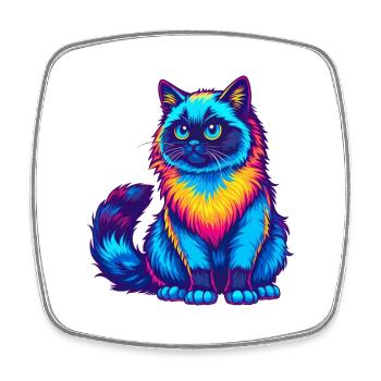 Birma-Katze, Rasse, Cartoon, Kawaii, Tier, Haustier - Viereckiger Kühlschrankmagnet - Weiß - Vorne