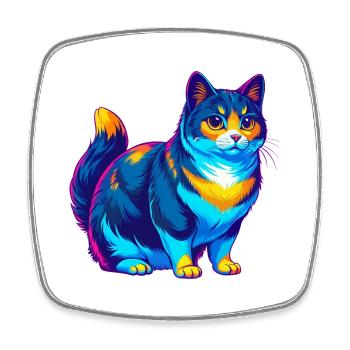 Japanische Bobtail Katze Rasse Karikatur Kawaii Tier P - Viereckiger Kühlschrankmagnet - Weiß - Vorne
