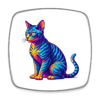 Egyptian Mau Cat Breed Cartoon Kawaii Animal Pet - Square fridge magnet - white - Front