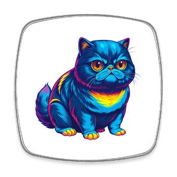 Exotique Shorthair Chat Race Dessin animé Kawaii Animal P - Magnet carré - blanc - Devant