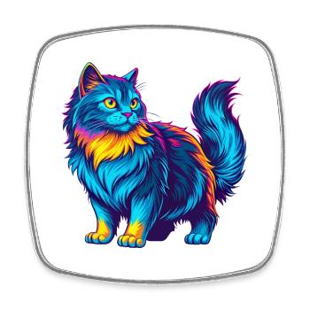 Gingembre Chat à poil long Race Dessin animé Kawaii Animal Pe - Magnet carré - blanc - Devant