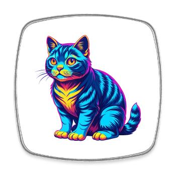 European Shorthair Cat Breed Cartoon Kawaii Animal - Square fridge magnet - white - Front