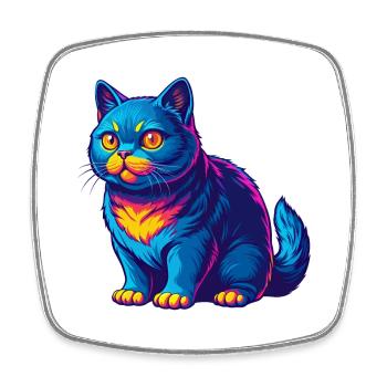 Chartreux Cat Breed Cartoon Kawaii Animal Pet - Square fridge magnet - white - Front