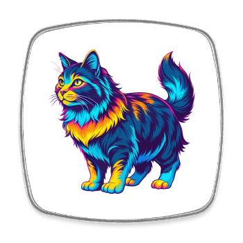 Kourilien Bobtail Chat Race Dessin animé Kawaii Animal P - Magnet carré - blanc - Devant
