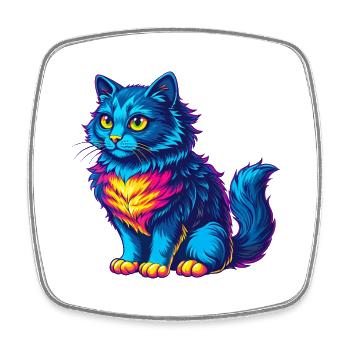 Laperm Chat Race Dessin Animé Kawaii Animal Pet - Magnet carré - blanc - Devant