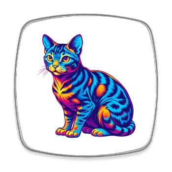 Ocicat Chat Race Dessin Animé Kawaii Animal Pet - Magnet carré - blanc - Devant