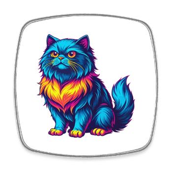 Persische Katze Rasse Karikatur Kawaii Tier Haustier - Viereckiger Kühlschrankmagnet - Weiß - Vorne