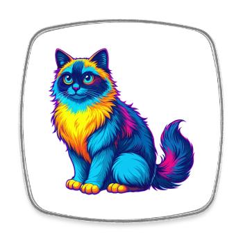 Ragdoll Chat Race Dessin animé Kawaii Animal Pet - Magnet carré - blanc - Devant