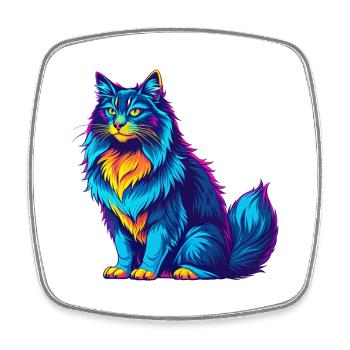 Norwegian Forest Cat Breed Cartoon Kawaii Animal P - Square fridge magnet - white - Front