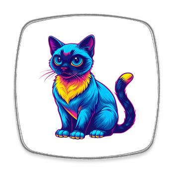 Siamkatze Rasse Karikatur Kawaii Tier Haustier - Viereckiger Kühlschrankmagnet - Weiß - Vorne