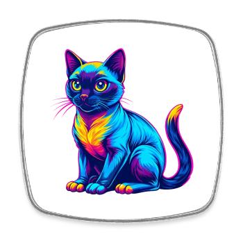 Siamesische Kurzhaarkatze Rasse Karikatur Kawaii Tier - Viereckiger Kühlschrankmagnet - Weiß - Vorne