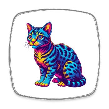 Ocicat Chat Race Dessin Animé Kawaii Animal Pet - Magnet carré - blanc - Devant