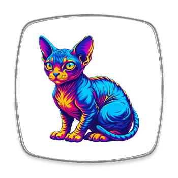 rouge Devon Rex Chat Race Dessin animé Kawaii Animal Pet - Magnet carré - blanc - Devant