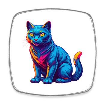 Russische Blaue Katze Rasse Karikatur Kawaii Tier Haustier - Viereckiger Kühlschrankmagnet - Weiß - Vorne