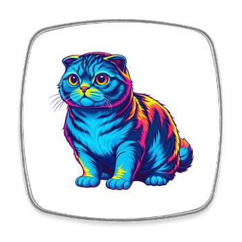 Scottish Fold Chat Race Dessin animé Kawaii Animal Pet - Magnet carré - blanc - Devant