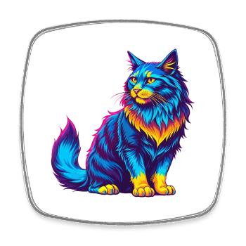 Maine Coon Cat Breed Cartoon Kawaii Animal Pet - Square fridge magnet - white - Front