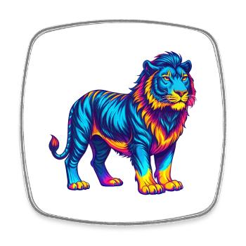 Liger Hybrid Löwe Tiger Katzenrasse Karikatur Kawaii A - Viereckiger Kühlschrankmagnet - Weiß - Vorne