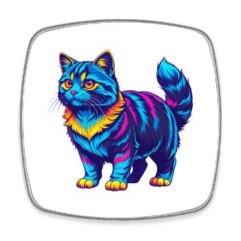 Manx Chat Race Dessin animé Kawaii Animal Pet - Magnet carré - blanc - Devant