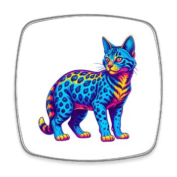Savannah Cat Breed Cartoon Kawaii Animal Pet - Square fridge magnet - white - Front