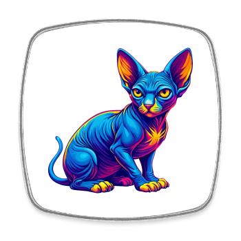Sphynx Chat Race Dessin animé Kawaii Animal Animal Pet - Magnet carré - blanc - Devant