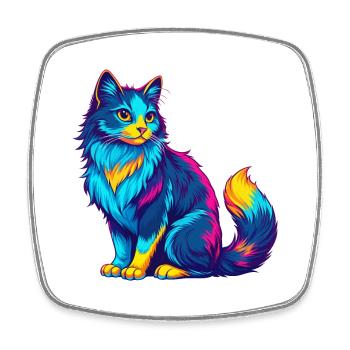 Turc Van Chat Race Dessin Animé Kawaii Animal Pet - Magnet carré - blanc - Devant