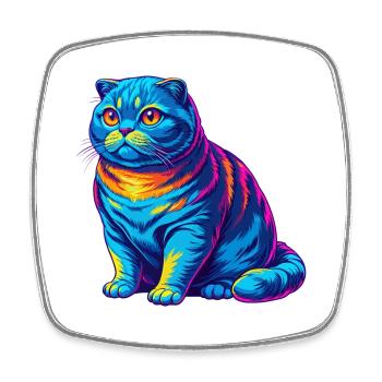 Scottish Fold Shorthair Chat Race Dessin animé Kawaii A - Magnet carré - blanc - Devant