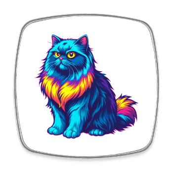 Weiße Langhaar Persische Katzenrasse Karikatur Kawaii An - Viereckiger Kühlschrankmagnet - Weiß - Vorne