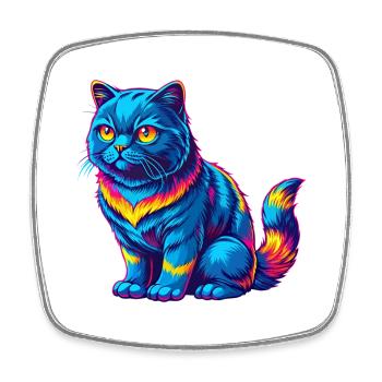 Scottish Straight Cat Breed Cartoon Kawaii Animal - Square fridge magnet - white - Front