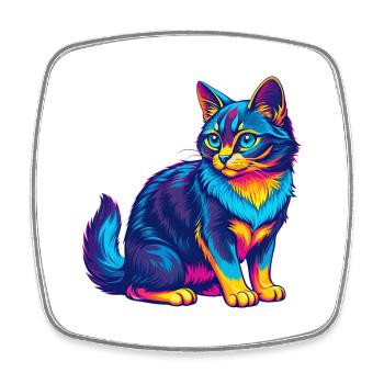 Somali Shorthair Chat Race Dessin animé Kawaii Animal P - Magnet carré - blanc - Devant